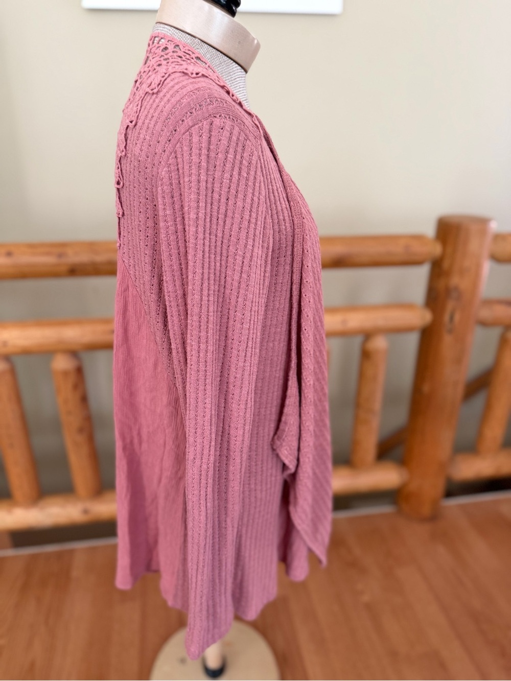 Knox Rose Mauve Crochet Back Boho Tunic Top Size Medium - Picture 6 of 8